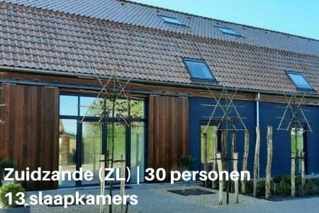 Groepsaccommodatie voor 30 personen, 13 slaapkamers, Zuidzande (Zeeland)