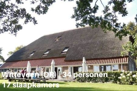 Groepsaccommodatie voor 34 personen, 17 slaapkamers, Witteveen (Drenthe)