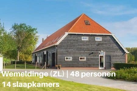 Groepsaccommodatie voor 48 personen met 14 slaapkamers in Wemeldinge, provincie Zeeland