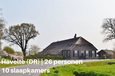 Groepsaccommodatie voor 26 personen met 10 slaapkamers in Havelte, Drenthe