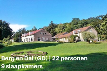 Groepsaccommodatie Berg en Dal, Gelderland, 22 personen met 9 slaapkamers