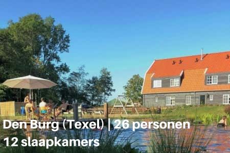 Groepsaccommodatie Waddeneilanden, Den Burg (Texel) voor 26 personen met 12 slaapkamers