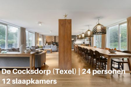 Groot vakantiehuis op park Texel, 24 personen, 12 slaapkamers