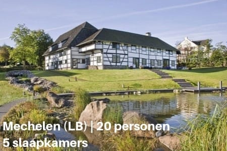 Groepsaccommodatie met binnenzwembad, Mechelen, Limburg, 20 personen, 5 slaapkamers Unieke vakwerk groepsaccommodatie met zwembad in Limburg